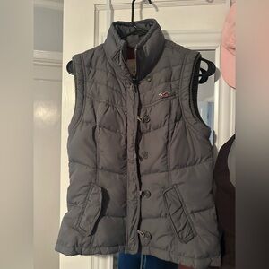 Hollister HCo Dark Grey Puffer Slim Vest Women Large New